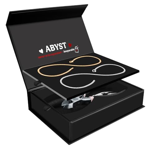 ABYST Permanent Bracelet Kit for Couples - DIY Sterling Forever Bracelets Making Set with Silver & Gold Plated Chains - Romantic Infinity Jewelry for Anniversary (Gold & Silver) - color: Gold & Silver