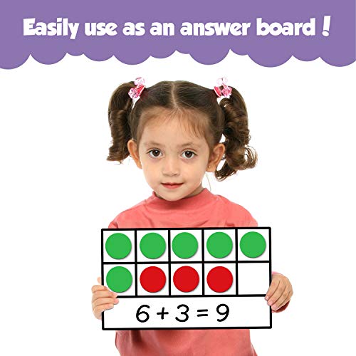 Torlam Magnetic Ten-Frame Set - Math Manipulative for Elementary - 5 Ten Frames & 55 Magnetic Counters for Kids, Kindergarten Math Games (Upgraded Version for Hand-held & 2 Black Pens)