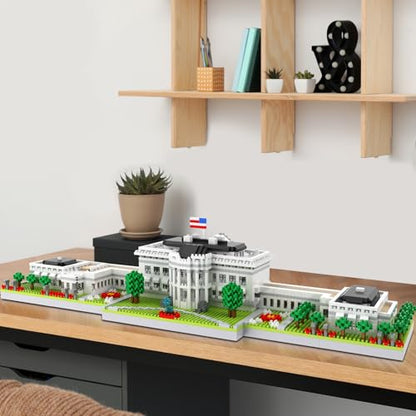 CAXIMSY White House Model Micro Mini Building Block Sets for Adults Architecture Landmark Series Kit Toy Gift for Kids 3000 Pieces - color: White House
