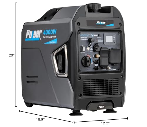 Pulsar Products GX400BN, 4000W Portable Ultra-Quiet Dual Fuel & Parallel Capability, RV-Ready, Handle & Wheels, with CO - style: 4000 Watts + Dual Fuel + Wheel Kit + RV Ready + CO Shutdown