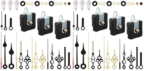 3 Pieces Non Ticking Quartz Clock Movement Mechanism with 6 Sets of Short Hands Battery Operated Clock Motor Kit for DIY Repair Replacement (0.5 inch/13 mm) (Pack of 2) - size: 0.5 inch (13 mm), Pack of 2