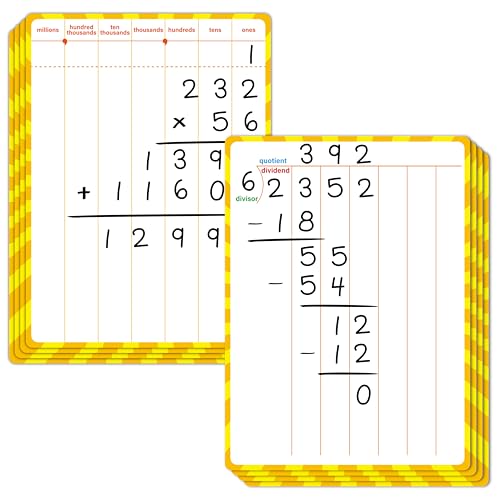 8 Packs Division Whiteboards, Double Sided Dry Erase Board Writable and Erasable Math Learning White Board for Kids, Students, Classroom and Home (Each Measures 12” x 9”) - color: Division Whiteboards