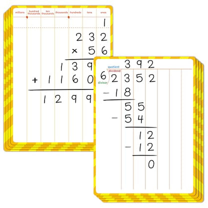 8 Packs Division Whiteboards, Double Sided Dry Erase Board Writable and Erasable Math Learning White Board for Kids, Students, Classroom and Home (Each Measures 12” x 9”) - color: Division Whiteboards