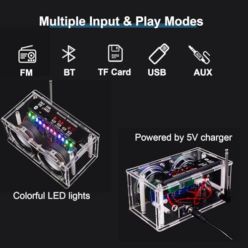 DIY Bluetooth Speaker Radio Soldering Kit, Radio Audio Soldering Kit, Bluetooth-Compatible LED Speaker Soldering Project, DIY Soldering Kit for College High School Education