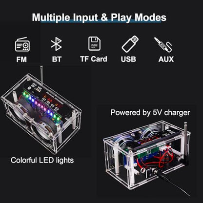 DIY Bluetooth Speaker Radio Soldering Kit, Radio Audio Soldering Kit, Bluetooth-Compatible LED Speaker Soldering Project, DIY Soldering Kit for College High School Education