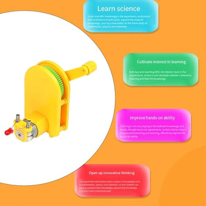 caralei Portable Hand Cranked Power Generator Handheld Crank Generator Science Experiments STEM Building Toy for Student Teen ABS Plastic, Yellow