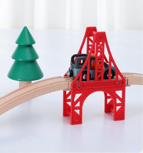Wooden Train Bridges, 3 Suspension Bridge, Wooden Train Track Accessories, Wood Train Track, Train Tracks Compatible with All Major Brands - style: 3 Train Bridges