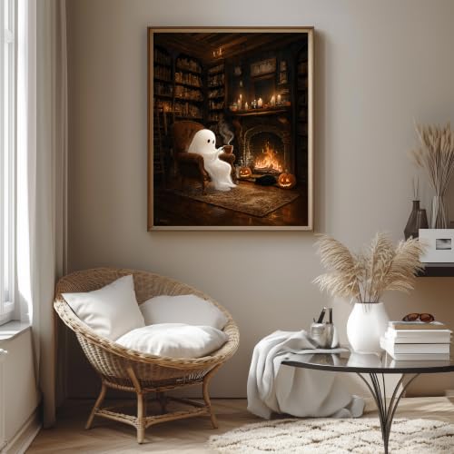 Halloween Paint by Numbers Kit for Adults,Paint by Number Adult Ghost 16x20 - color: Halloween Ghost Coffee, size: 16*20inch