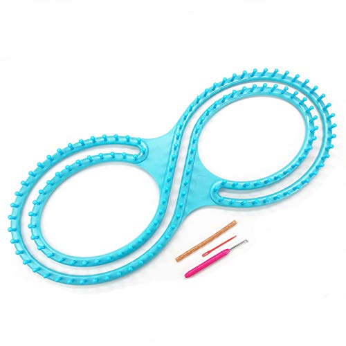 WAYION 55" Afphgan Serenity Loom Knitting Board Weave Loom Kit with Step by Step Instructions Great for the Experienced Loom Knitter(Blue/Pink) (Blue) - color: Blue