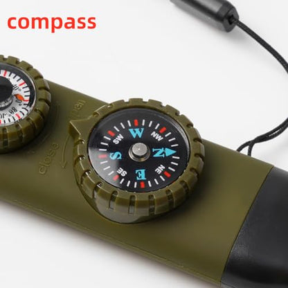 Emergency Survival Safety Whistle，Whistle for Kids with Lanyard,Compass,Thermometer,Ideal for Kayaking, Boating, Hiking, Camping, Climbing - color: Army Green Whistle