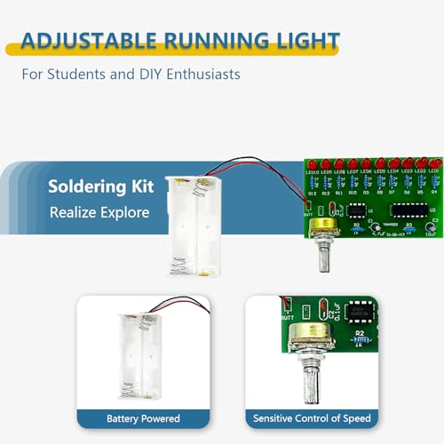 EI Electronic Line - Red Adjustable Speed Running Lights Soldering Electronic Kits for Teenagers to Practice DIY Soldering Projects led Soldering kit Electronics Component Fun kit