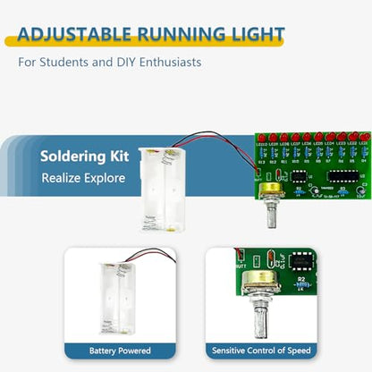 EI Electronic Line - Red Adjustable Speed Running Lights Soldering Electronic Kits for Teenagers to Practice DIY Soldering Projects led Soldering kit Electronics Component Fun kit