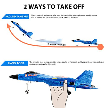 SU-27 RC Airplane for Kids Adults Beginners Fighter Jet Ready To Fly - color: Blue Su27