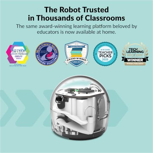 Ozobot Ozo at Home: Interactive STEM Coding Robot for Kids Ages 5+, Screen-Free Learning with Color Code Markers, Blockly Programming, Includes Charging Cable & Protective Case, Homeschool Approved