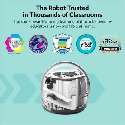 Ozobot Ozo at Home: Interactive STEM Coding Robot for Kids Ages 5+, Screen-Free Learning with Color Code Markers, Blockly Programming, Includes Charging Cable & Protective Case, Homeschool Approved