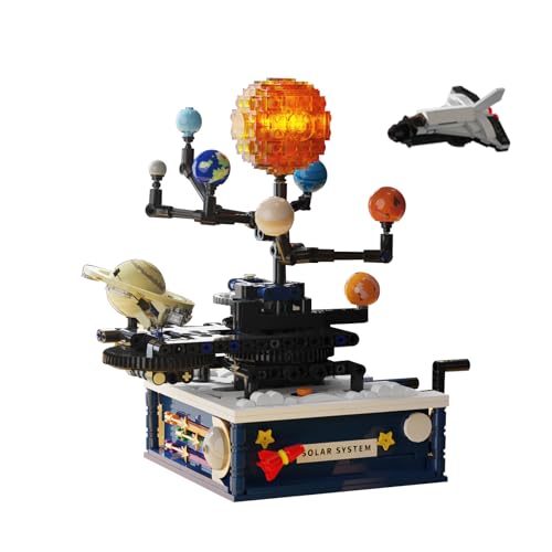 Solar System Building Sets with Light - 775 PCS Rotatable Space Exploration Toys with 8 Planets & Rocket, Science Astronomy Educational Gifts for Boys Girls Age 8+ Years Old Kids