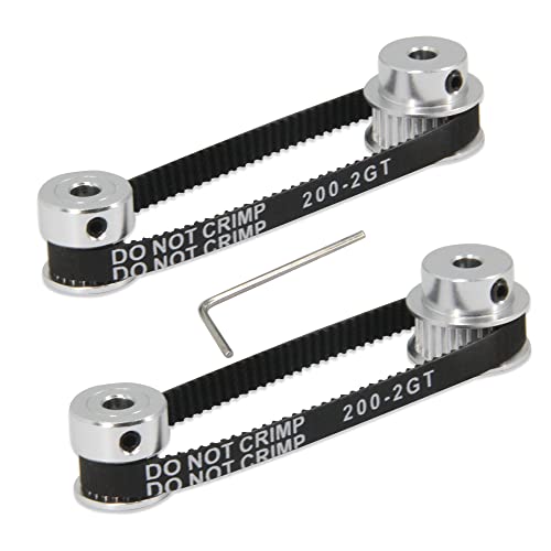 2PCS Set GT2 Synchronous Wheel 20&30 Teeth 5mm Bore Aluminum Timing Pulleys with 2PCS Length 200mm Width 6mm Belt (20-30T-5B-6) - style: 20-30T-5B-6