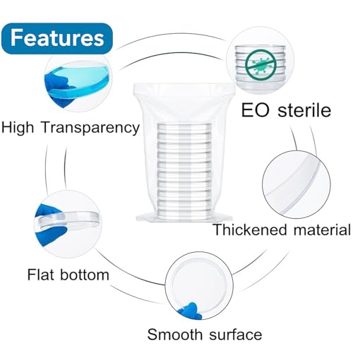 30 PCS 90mm 2 Compartments Plastic Petri Dish with Lids, Sterile with 10PCS 10uL Inoculation Loops - size: 2grids 90mm
