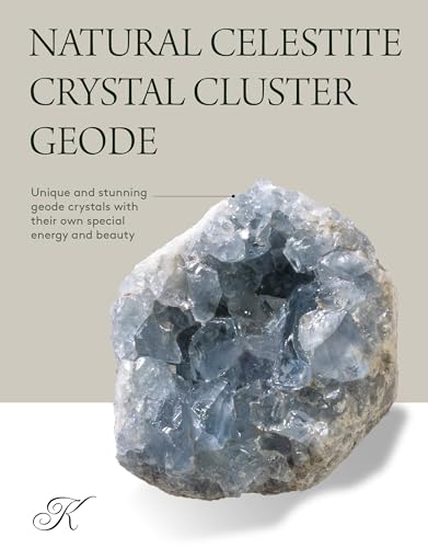 KALIFANO Raw AAA+ Celestite Crystal Cluster Geode - High Energy Natural Celestine Stone - Reiki Wicca Celestita Rock with Healing and Calming Effects (Family Owned and Operated)