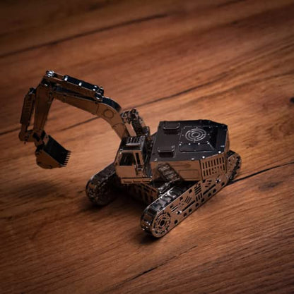 METAL-TIME TIRELESS Digger Excavator, Excavator Model, Metal Hydraulic Excavator Model, 3D Puzzle Building Crafts, Collectible Figurine, Stainless Steel DIY Construction with Toolbox, 100 Pieces.