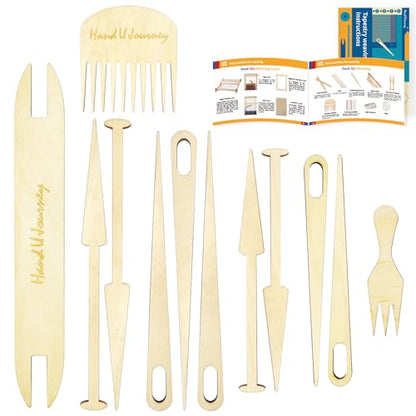 HAND U JOURNEY 12Pcs Weaving Loom Tools Set with 14-Page Guide