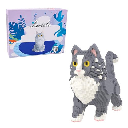 Larcele 1834 Pcs Maine Coon Cat Pet Micro Blocks Toy for Kids 8+ KLJM-05 - style: Maine Coon Cat