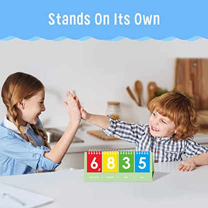 SpriteGru Freestanding Place Value Flip Chart, Double Side with Whole Numbers, Educational Math Learning Tool to Count Place Value to The Thousands