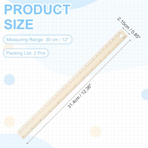 PATIKIL Metal Ruler 12 Inch/30cm, 2 Pcs Aluminum Straight Edge Ruler, Dual Scale Measuring Tool with Inch/Centimeter Scales & Hole for Math Office Drawing Engineering Home, Yellow - color: Yellow