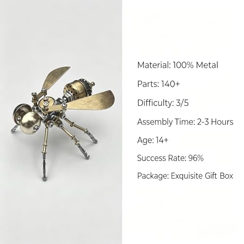 3D Metal Puzzle Mechanical Model Kit Steampunk Bee Insect 140+ Parts No Glue Build Premium Desktop Decor Christmas & Birthday Gift for Adults Hobbyists (Little Bee -B) - style: Little Bee -B