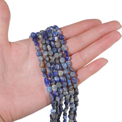 BEADIA Natural Irregular Freeform Lapis Lazuli Stone Beads for DIY Jewelry Making 5-8mm 38cm - color: Lapis Lazuli