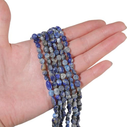 BEADIA Natural Irregular Freeform Lapis Lazuli Stone Beads for DIY Jewelry Making 5-8mm 38cm - color: Lapis Lazuli