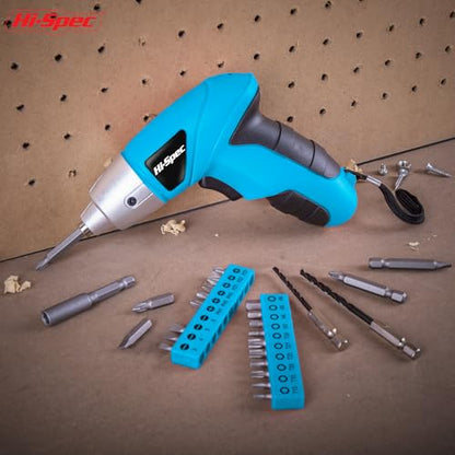 Hi-Spec 3.6V USB Electric Screwdriver for Home Repairs and Assembly, Blue - color: Blue