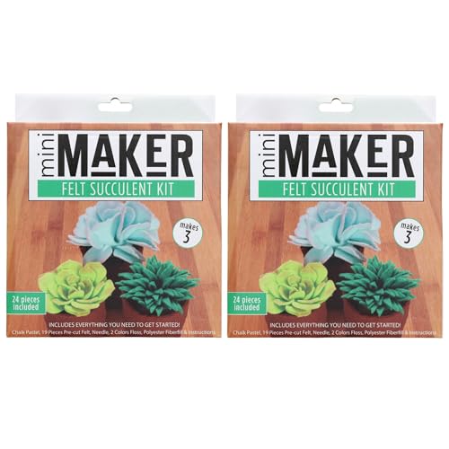 Essentials By Leisure Arts Felt Kit Mini Maker Succulent Green 2 Pc Needle Felt Kit with Supplies Included to Create Adorable Succulents! Perfect Felting Kits for Beginners Adult Craft