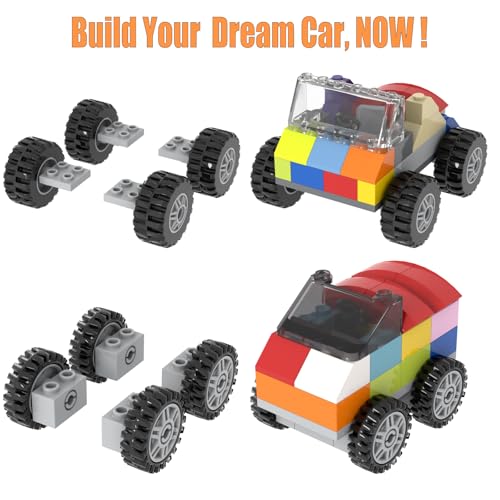 226PCS Wheels and Axles Sets Car Parts Building Kit with Tires, Windshield, Chassis & Steering Wheel Compatible with Major Brands