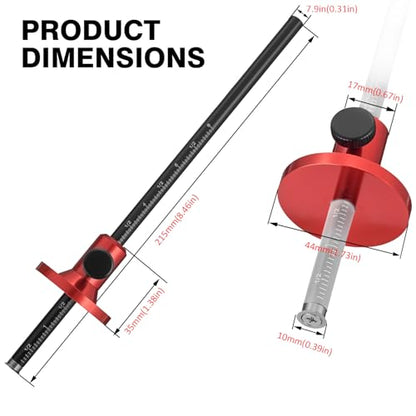 Euro Wheel Marking Gauge for Woodworking,Aluminum Alloy Wood Measuring Tools with Graduated Inch & MM Scale Precision Wood Scribing Marking Tool for Carpentry