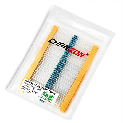 Chanzon 100pcs 1/4W (0.25W) 2.7K Ω ohm Metal Film Fixed Resistor - size: [1-4ZC07] 2.7K ohm
