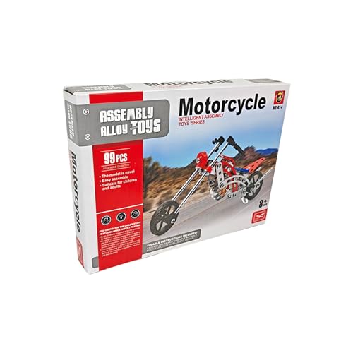 99 PCS Metal Motorcycle Model Building Kit - DIY Alloy Chopper Bike Assembly Set - STEM Engineering Construction Toy for Kids Ages 8-12 & Adults, 3D Mechanical Puzzle Collectible (Red & Silver)