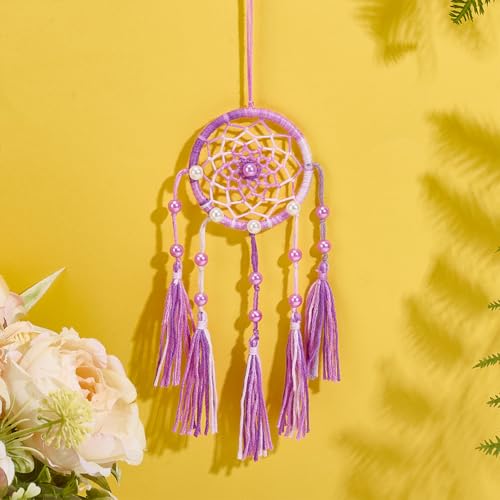 INFUNLY 8 Sets Small Dream Catcher Kit DIY Mini Dreamcatcher Making Kit with Instruction Dream Catcher Hanging Ornament Gradient Color for Bag Pendant Car Mirror Bedroom - style: 8cps