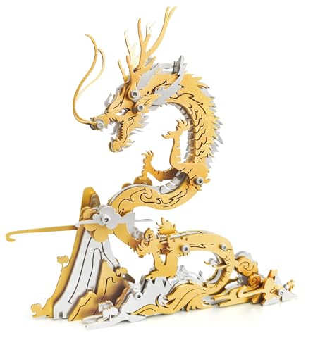FILASLFT 3D Metal Puzzles for Adults,Mechanical Model Kit Golden Dragon - color: C9-golden Dragon-golden