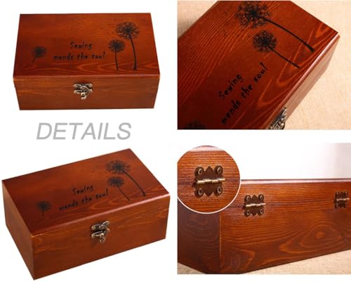 Wooden Sewing Kit Box with Cute Sewing Accessories, Sewing Basket Kit for Adults Beginners Kids Girls, Home Hand Sewing Starter Kit