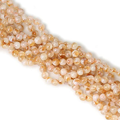 45PCS 8mm Natural Yellow Feather Citrine Gemstone Round Loose Beads Crystal Energy Stone Healing Power for Jewelry Making 1 Strand 15" - color: Feather Citrine, size: 8mm