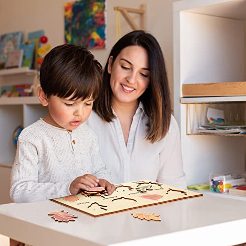 Kathfly 2 Pcs Montessori Leaf Wooden Puzzles Tree Shapes Toy, Cute - style: Cute