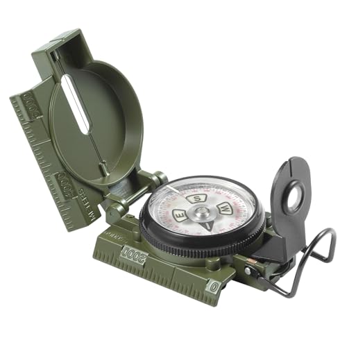 Eyeskey Multifunctional Military Sighting Navigation Compass Impact Resistant & Waterproof Compass for Hiking, Camping - color: Green
