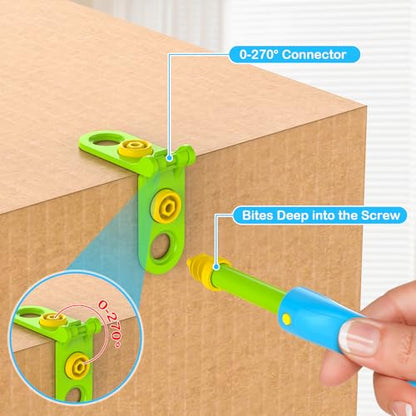 Cardboard Construction Kit for Kids, 173PCS Cardboard Tools Building Set for Family Team DIY Activities, Creative STEM Educational Toys, Easter Gifts for Kids