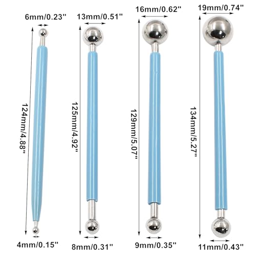Cake Decorating Metal Ball, Blue, Set of 4 - color: Blue