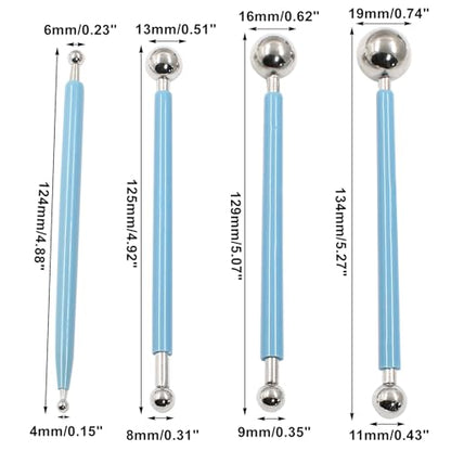 Cake Decorating Metal Ball, Blue, Set of 4 - color: Blue