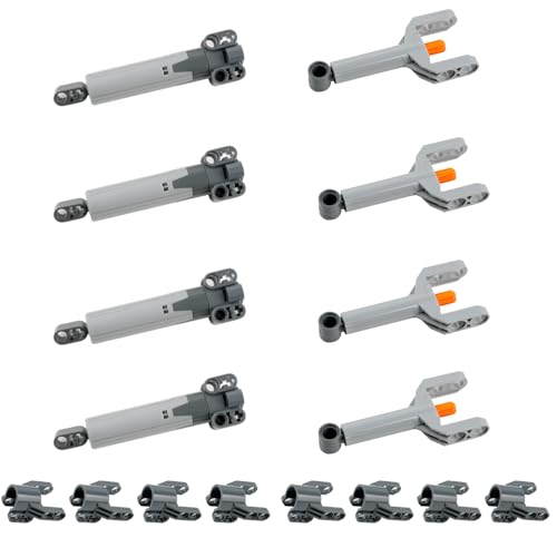 16PCS Pneumatic Technical Parts Linear Actuator & Hydraulic Pump Kit with Push Rods & Connectors for MOC Robot, Car DIY Engineering Projects Compatible with Major Building Blocks