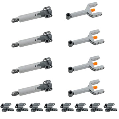 16PCS Pneumatic Technical Parts Linear Actuator & Hydraulic Pump Kit with Push Rods & Connectors for MOC Robot, Car DIY Engineering Projects Compatible with Major Building Blocks
