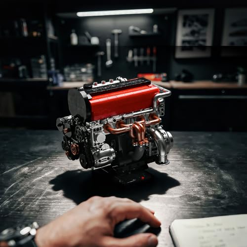 KMS 4G63 Engine Model Kit to Build, 1008 Pcs JDM Legend Car Engine Building Blocks Set for Adults, Miniature 4-Cylinder Turbo Motor Assembly Mechanic Display, Unique Gifts for Men and Teens