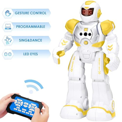 KingsDragon Robots Toy for Kids, RC Robot Gesture Sensing Smart Toy - color: Yellow